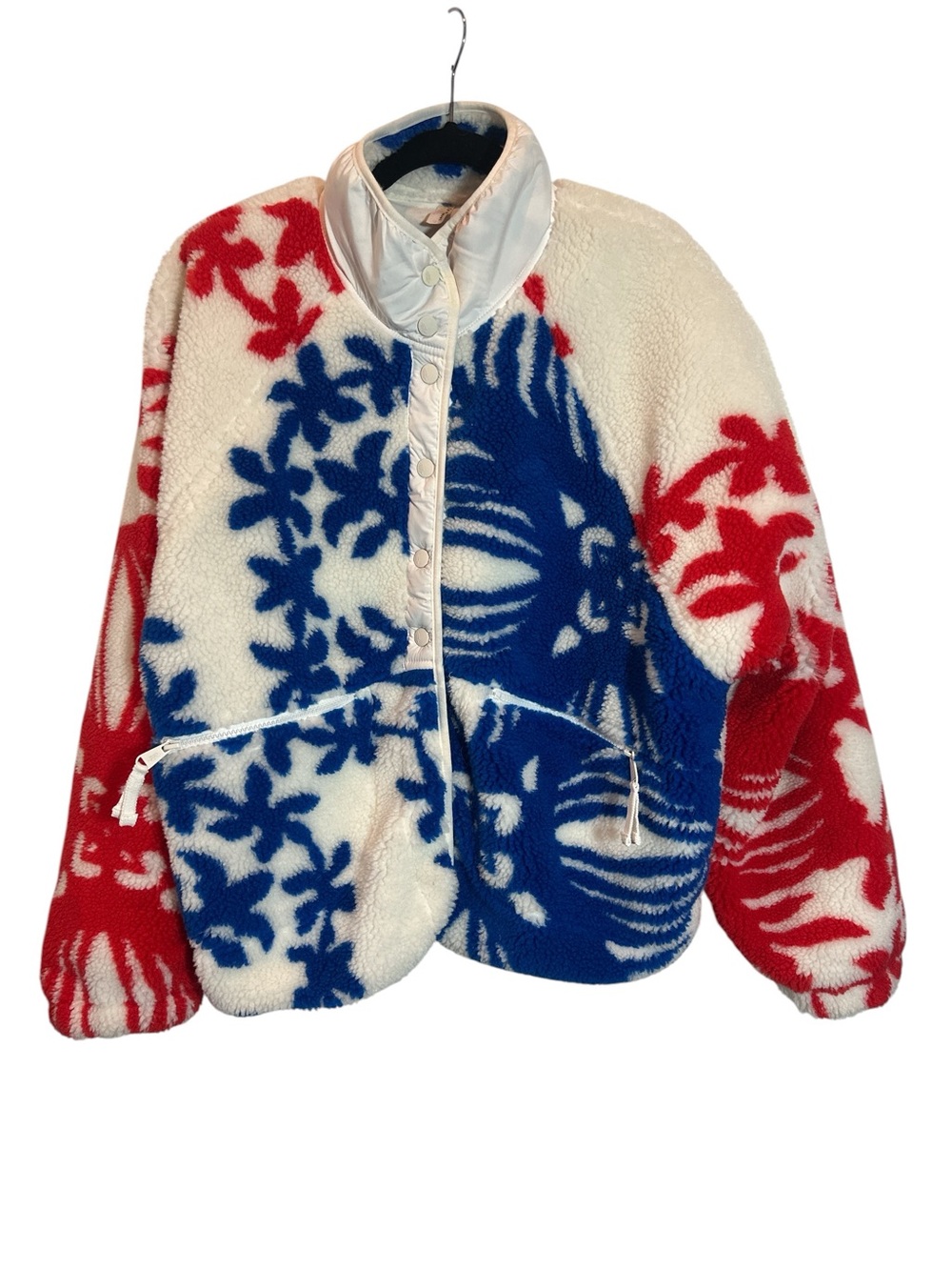 Free People FP Movement Women's Red White & Blue Rocky Ridge Cozy Fleece Sz Lg